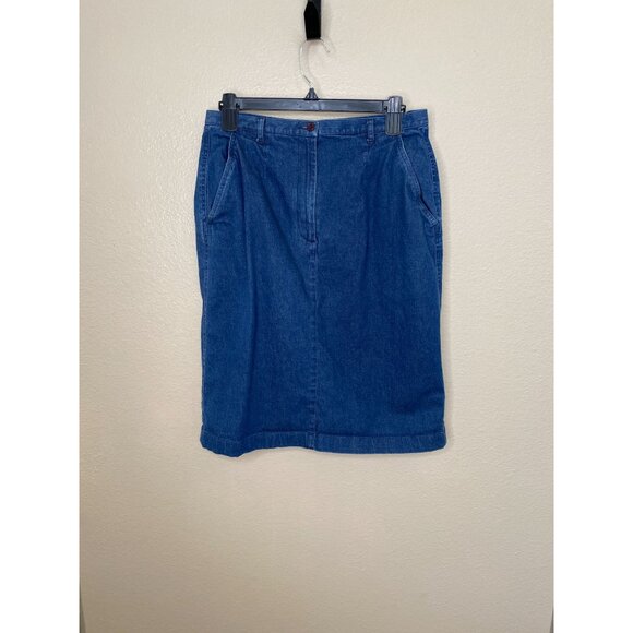 Van Heusen Womens Stretch Denim Pencil Skirt Size 10 Blue Cotton Blend Pockets - Picture 2 of 7